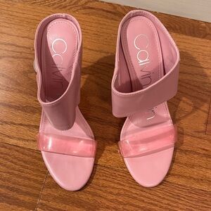 Calvin Klein Pink Open-Toe High Heel Slides
